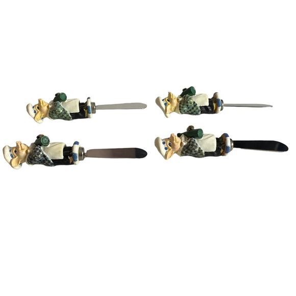 Department 56 Pig Chef Cheese Spreader Green Butter Knives Set of 4 Table Decor - Picture 9 of 16